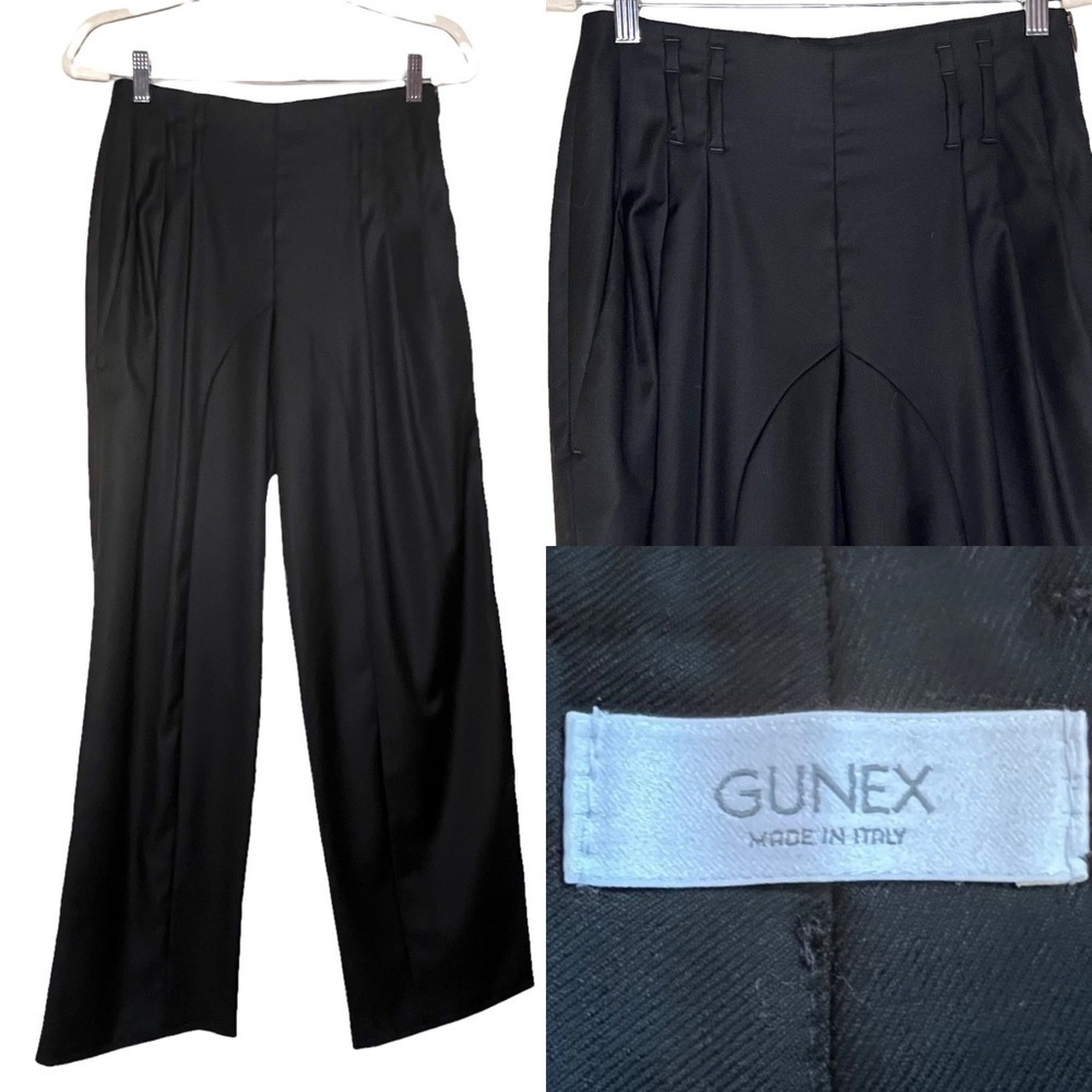 GUNEX Italian Wool Trousers with High Pleated Waist and Straight Leg 28 Waist